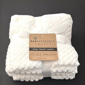 4pc ECOEXISTENCE Bamboo Zero Twist Loops Bath Wash Towel Set - White